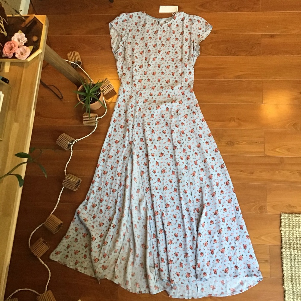 Reformation floral cap sleeve maxi dress back cuto - Picture 2 of 12